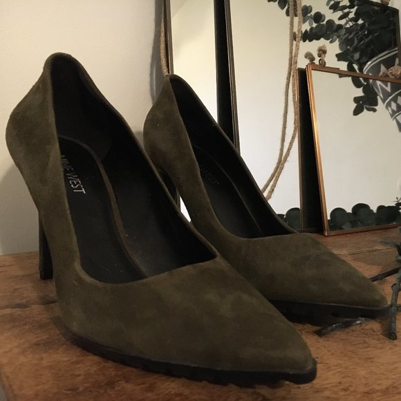 Nine West Shoes - NWOT Suede Heel – Olive Green